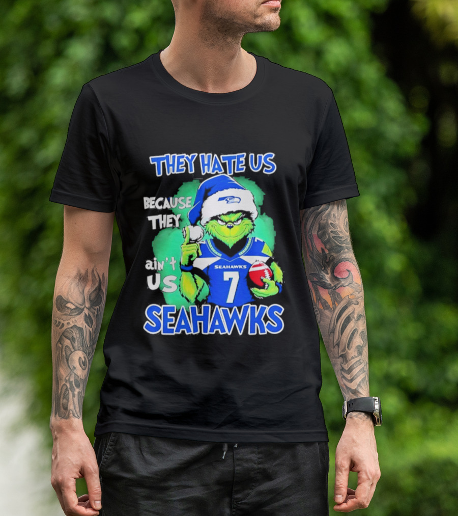 Grinch Seahawks 2026 Christmas They Hate Us Because They Ain't Us T-Shirt