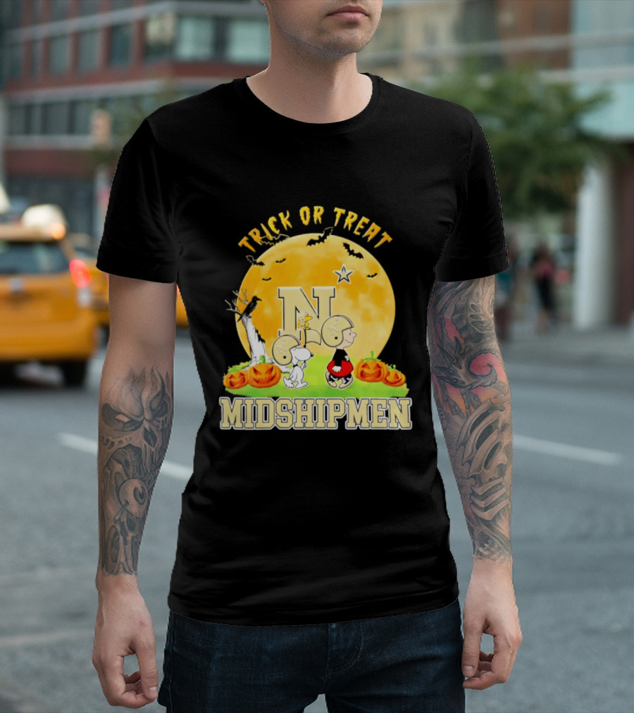 Navy Midshipmen Peanuts Trick Or Treat Halloween 2026 T-Shirt