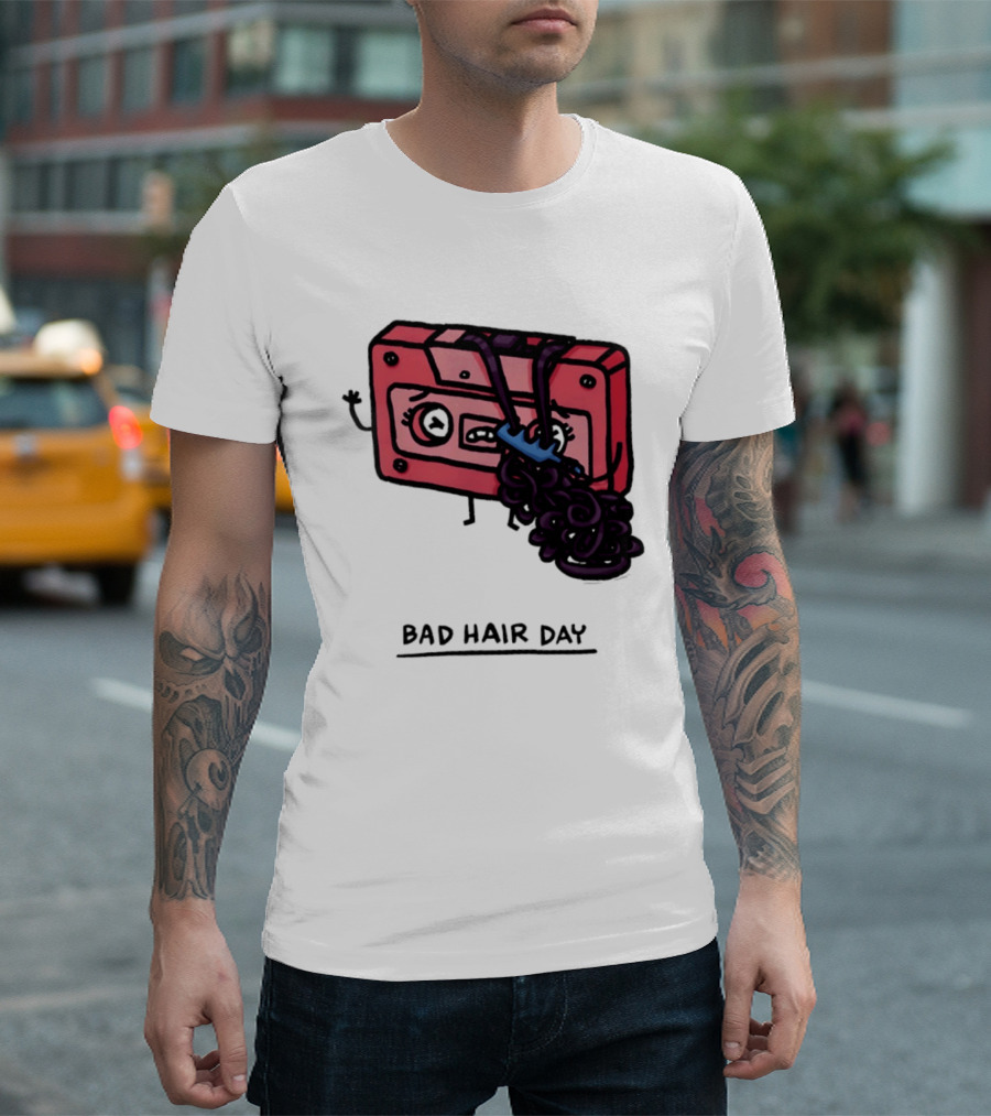 Bad Hair Day Cassette Tape Music Humor Retro 90s T-Shirt