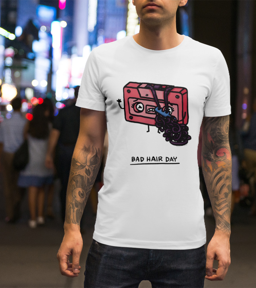 Bad Hair Day Cassette Tape Music Humor Retro 90s T-Shirt