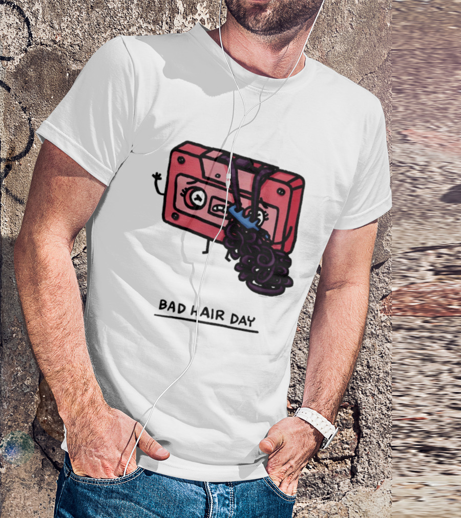 Bad Hair Day Cassette Tape Music Humor Retro 90s T-Shirt