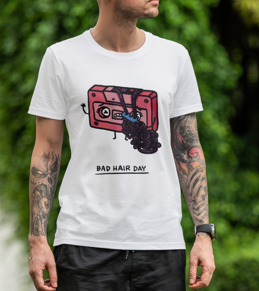 Bad Hair Day Cassette Tape Music Humor Retro 90s T-Shirt