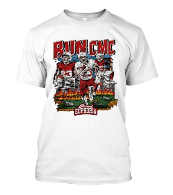 RUN CMC Christian McCaffrey San Francisco 49ers Planet Euphoria T-Shirt