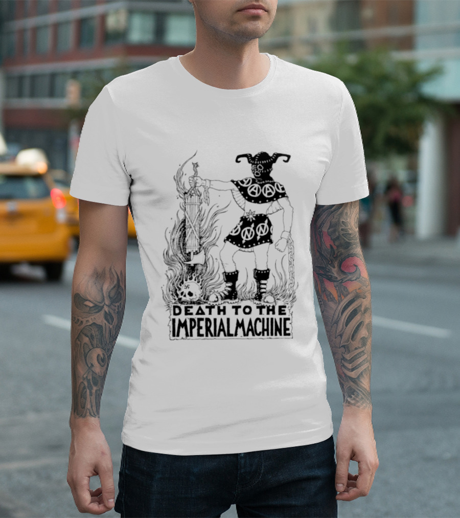Death To The Imperial Machine Anarchist Skeleton And Flames T-Shirt