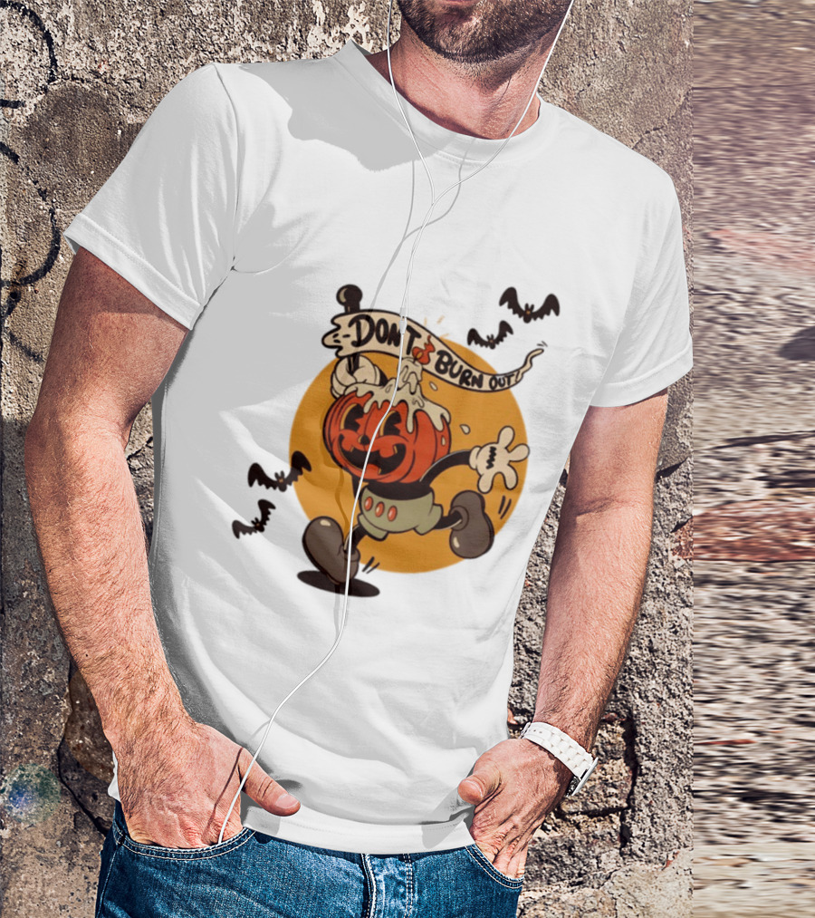 Don't Burn Out Pumpkin Candle Cartoon Halloween 2026 T-Shirt