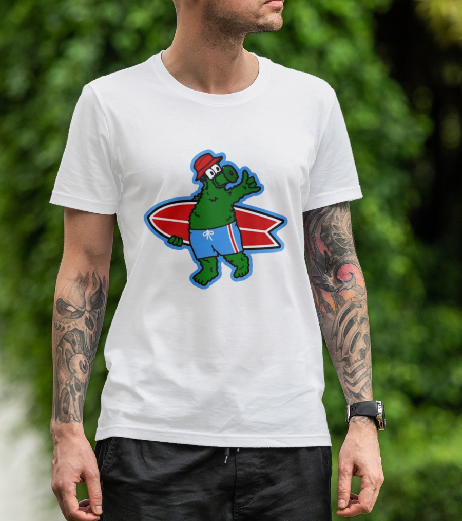 Phillie Phanatic Philadelphia Phillies Surfing Mascot 2026 Baseball T-Shirt