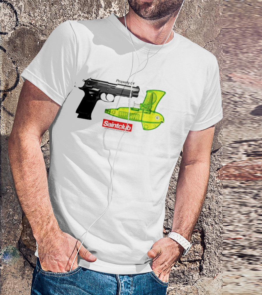 Pistol Property Saintclub Worldwide Service 2026 Black And Green Water Guns T-Shirt