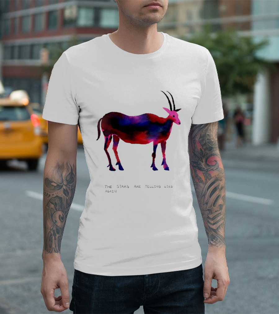 The Stars Are Telling Lies Again Astrology Watercolor Goat T-Shirt