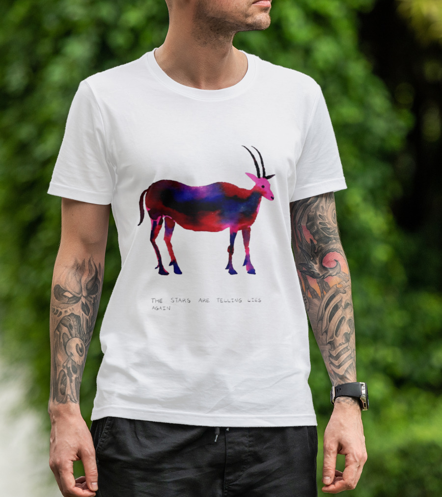The Stars Are Telling Lies Again Astrology Watercolor Goat T-Shirt