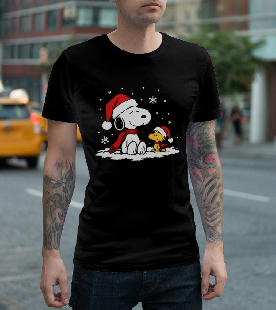 Peanuts Snoopy And Woodstock Christmas Tree Happiness All Over For Comic Fans T-Shirt
