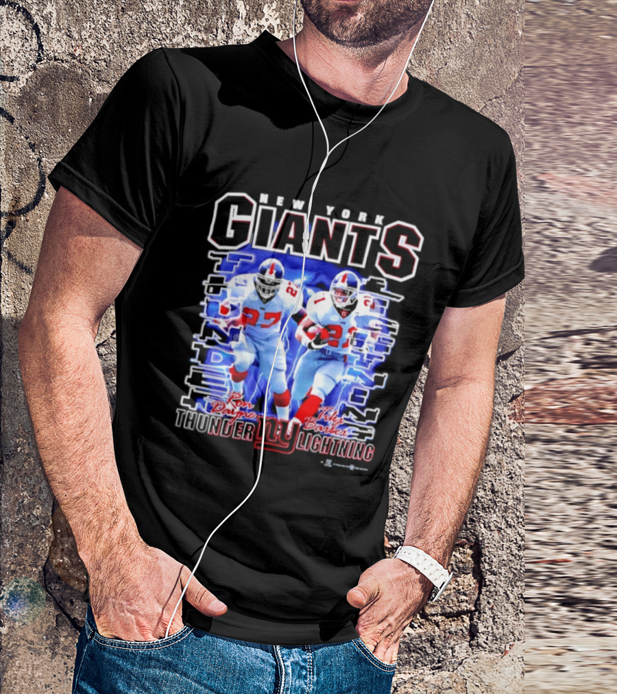 New York Giants Ron Dayne Tiki Barber Thunder Lightning T-Shirt