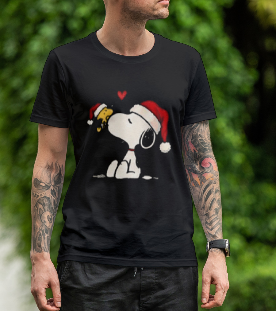 Snoopy Santa Hat Most Likely To Get Caught Kissing For Snoopy Lovers T-Shirt