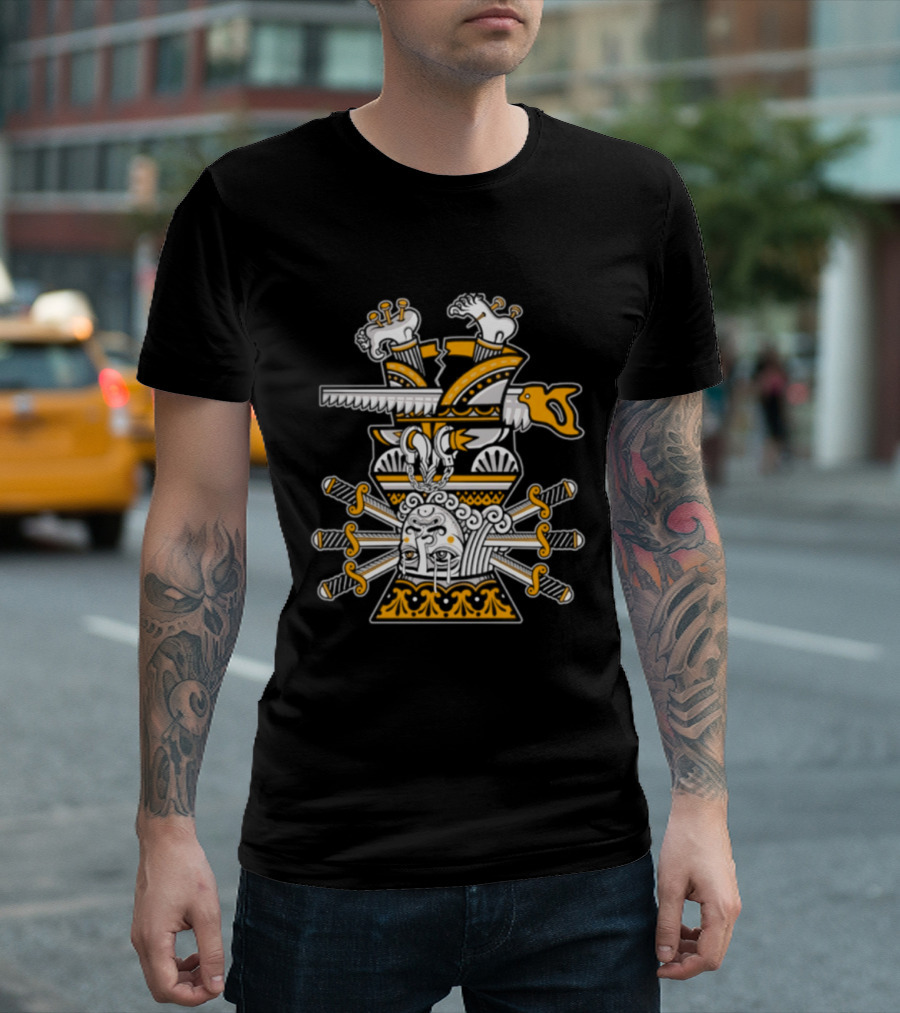 Surreal Face With Handcuffs Daggers And Chains T-Shirt