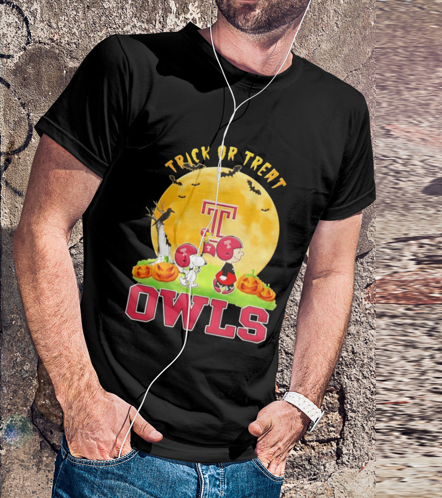 Temple Owls Peanuts Trick Or Treat Abbey Road Halloween T-Shirt