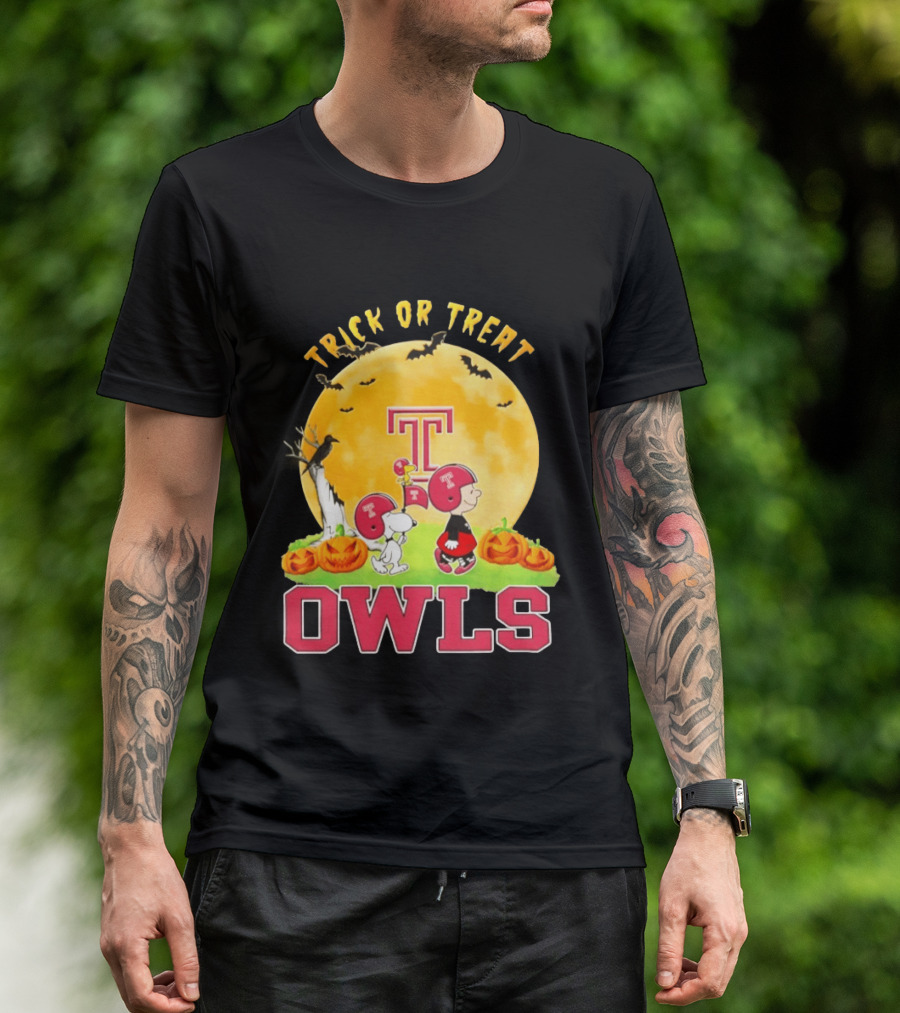 Temple Owls Peanuts Trick Or Treat Abbey Road Halloween T-Shirt
