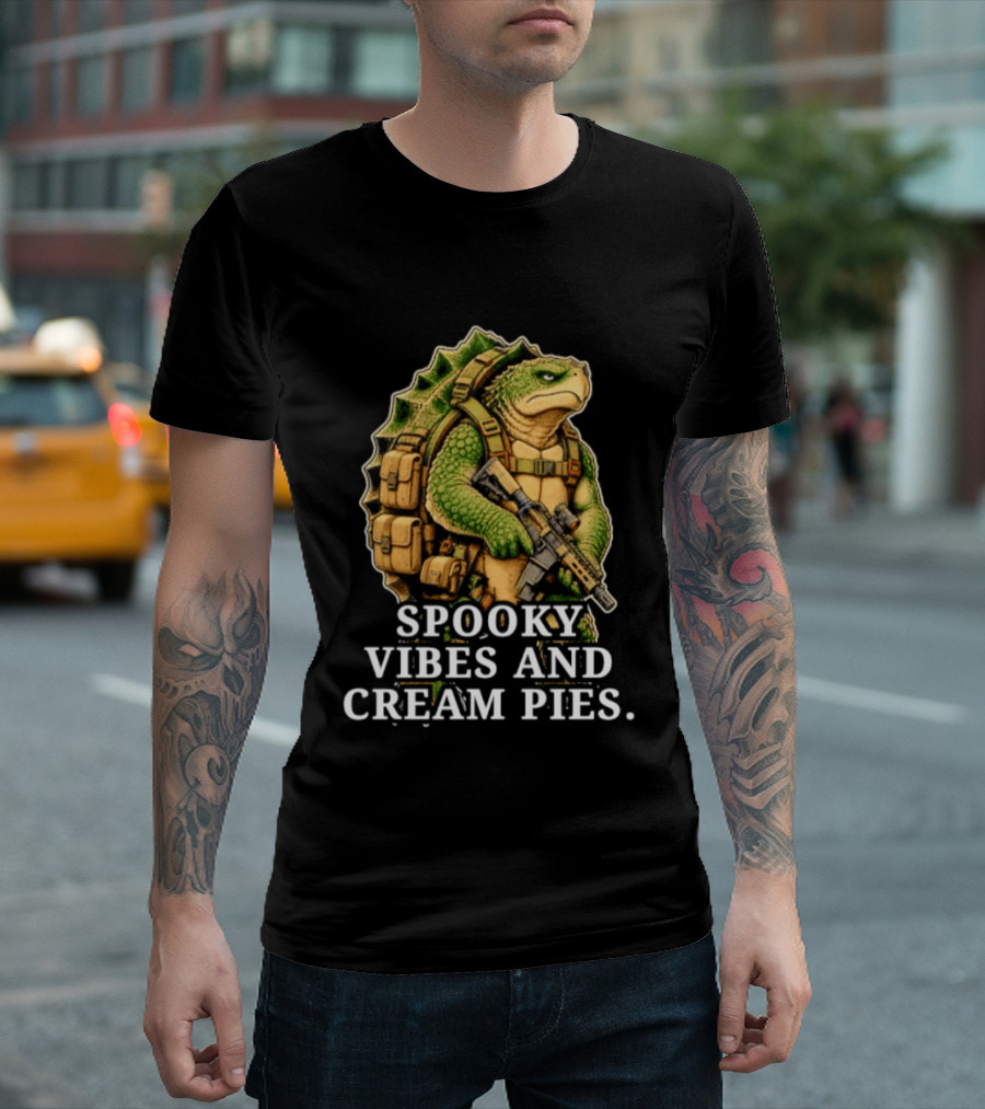 Turtle Soldier Spooky Vibes And Cream Pies T-Shirt