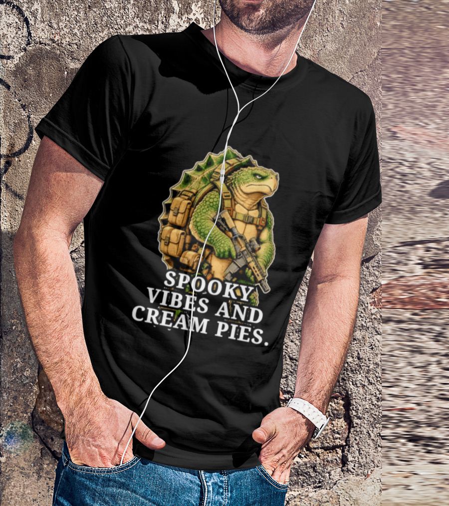 Turtle Soldier Spooky Vibes And Cream Pies T-Shirt
