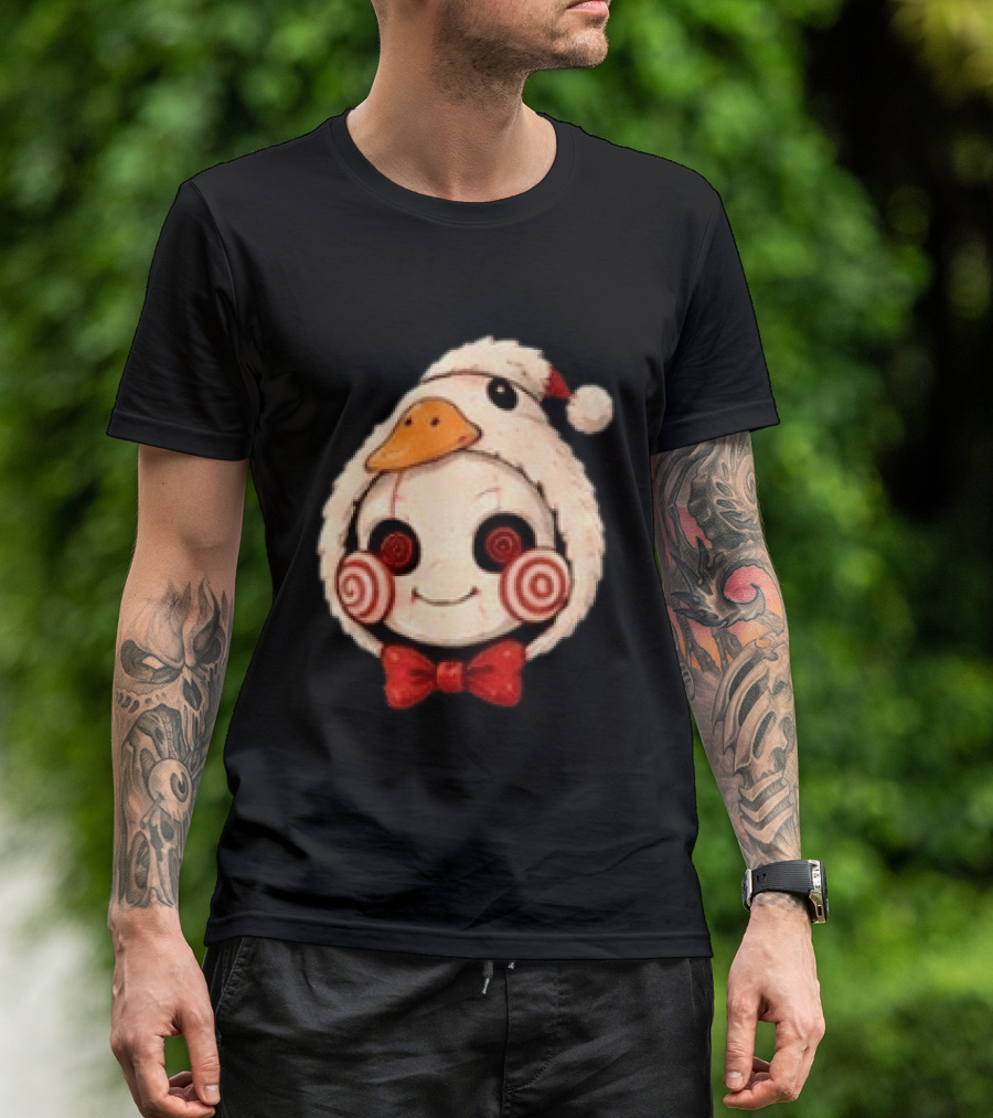 Jigsaw I Want To Play A Game With Cookies Christmas Santa Chicken Costume T-Shirt