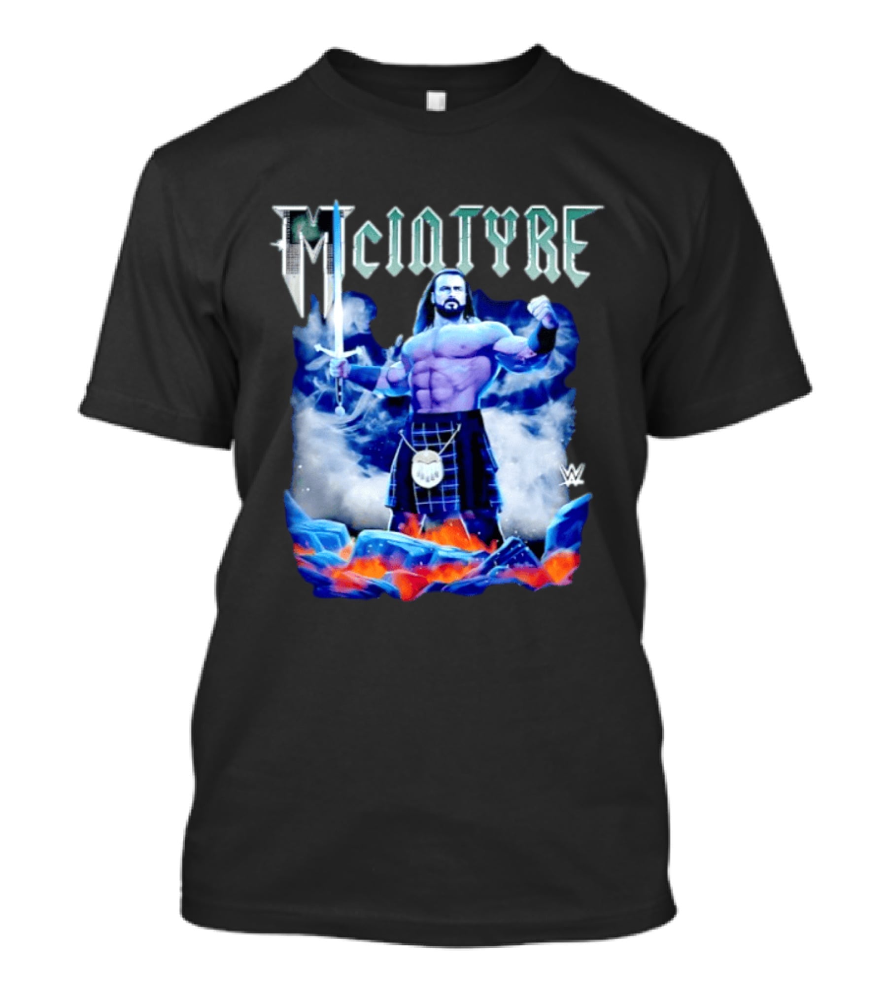 WWE Drew McIntyre The Scottish Warrior McIntyre Kilt Sword T-Shirt
