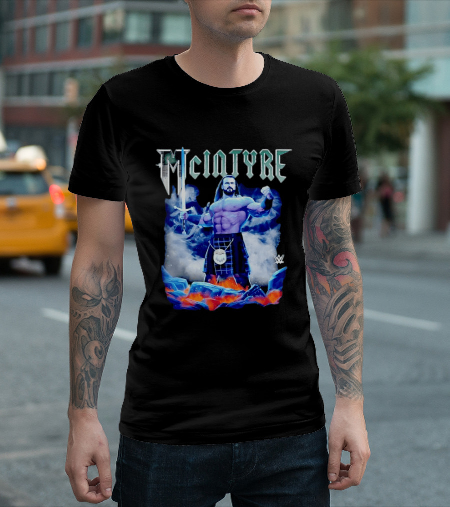 WWE Drew McIntyre The Scottish Warrior McIntyre Kilt Sword T-Shirt