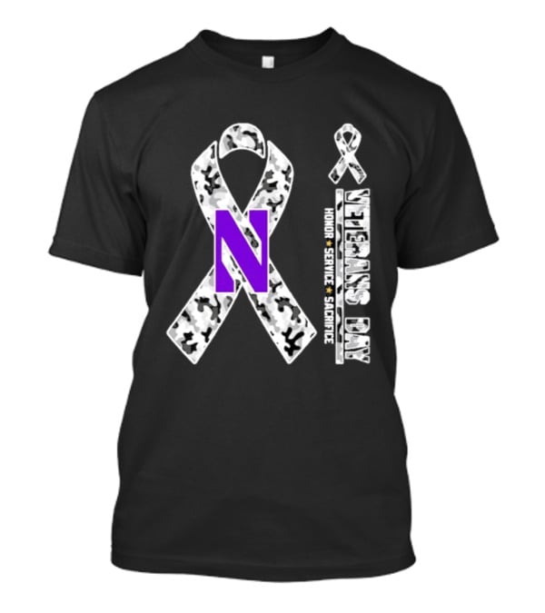 Northwestern Wildcats Veterans Day 2026 Camouflage Ribbon Honor Service Sacrifice T-Shirt