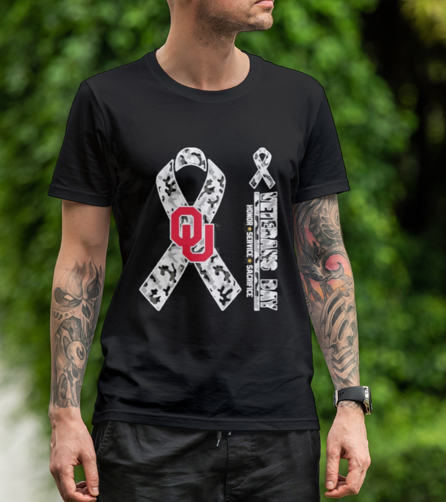Oklahoma Sooners Veterans Day 2026 Honor Service Sacrifice Camouflage Ribbon T-Shirt