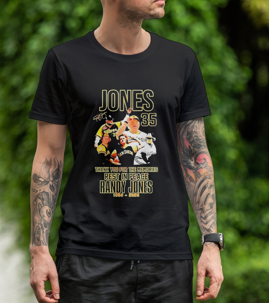 JONES 35 San Diego Padres Thank You For The Memories Rest In Peace Randy Jones 1950 2025 T-Shirt