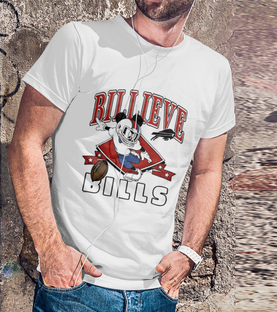 BILLIEVE Buffalo Bills Mickey Mouse Football T-Shirt