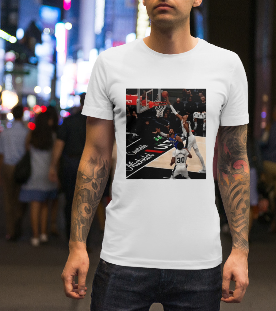 Victor Wembanyama San Antonio Spurs Block Shot Action Thunder Game T-Shirt