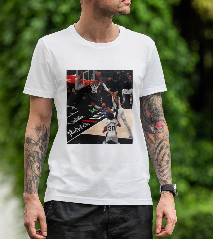 Victor Wembanyama San Antonio Spurs Block Shot Action Thunder Game T-Shirt