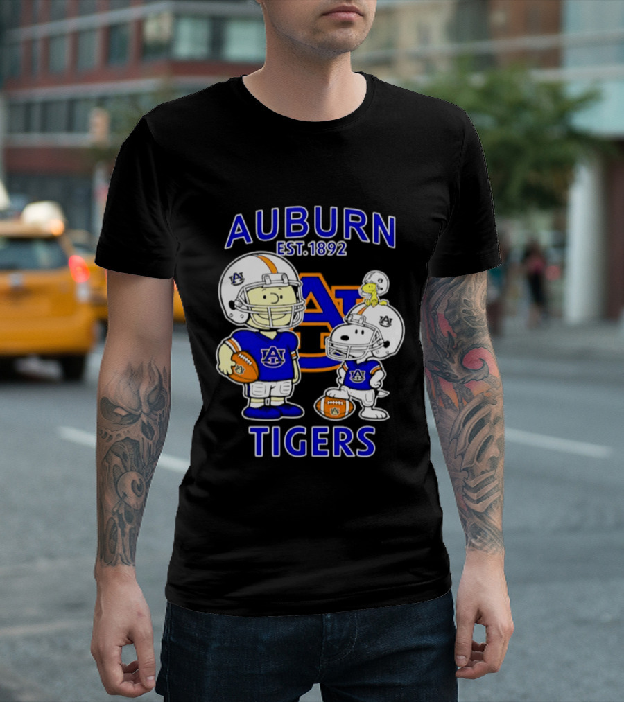 Auburn Tigers 1892 Football Snoopy Charlie Brown Woodstock T-Shirt