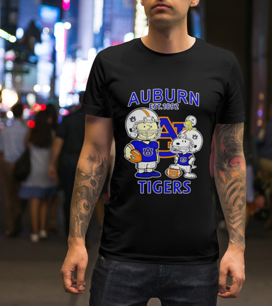 Auburn Tigers 1892 Football Snoopy Charlie Brown Woodstock T-Shirt