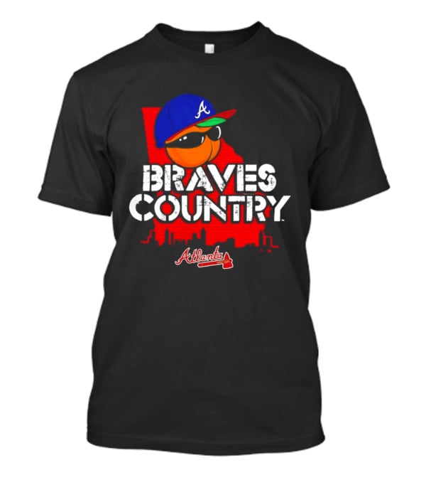 Braves Country Atlanta A Cap Sunglasses Georgia Map Red Skyline T-Shirt