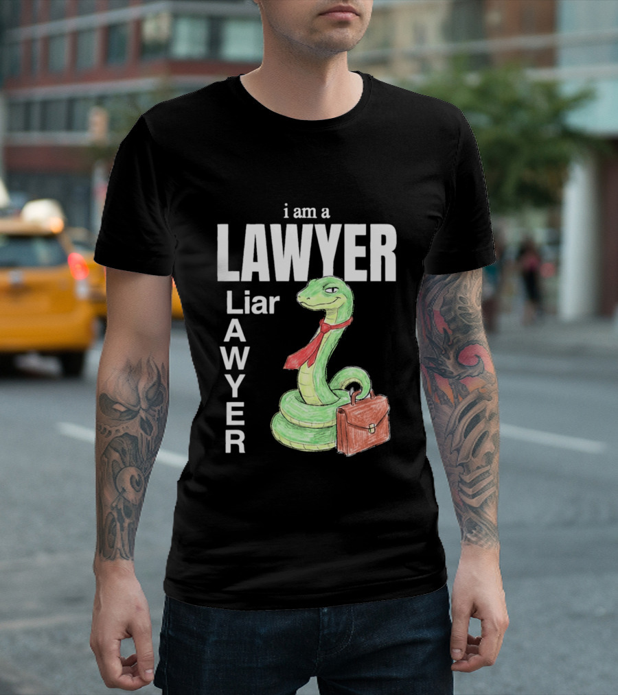 I Am A Lawyer Liar Awyer Snake Briefcase Legal Humor T-Shirt