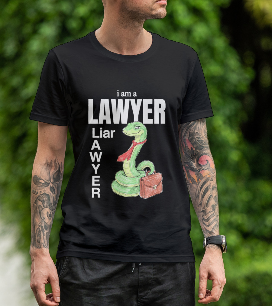 I Am A Lawyer Liar Awyer Snake Briefcase Legal Humor T-Shirt