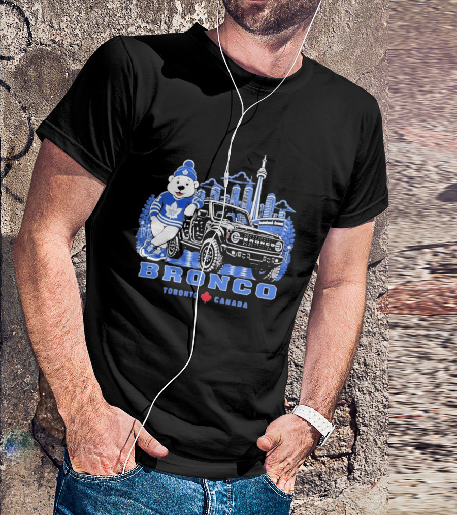 Bronco Toronto Canada Maple Leafs Bear Skyline Winter T-Shirt