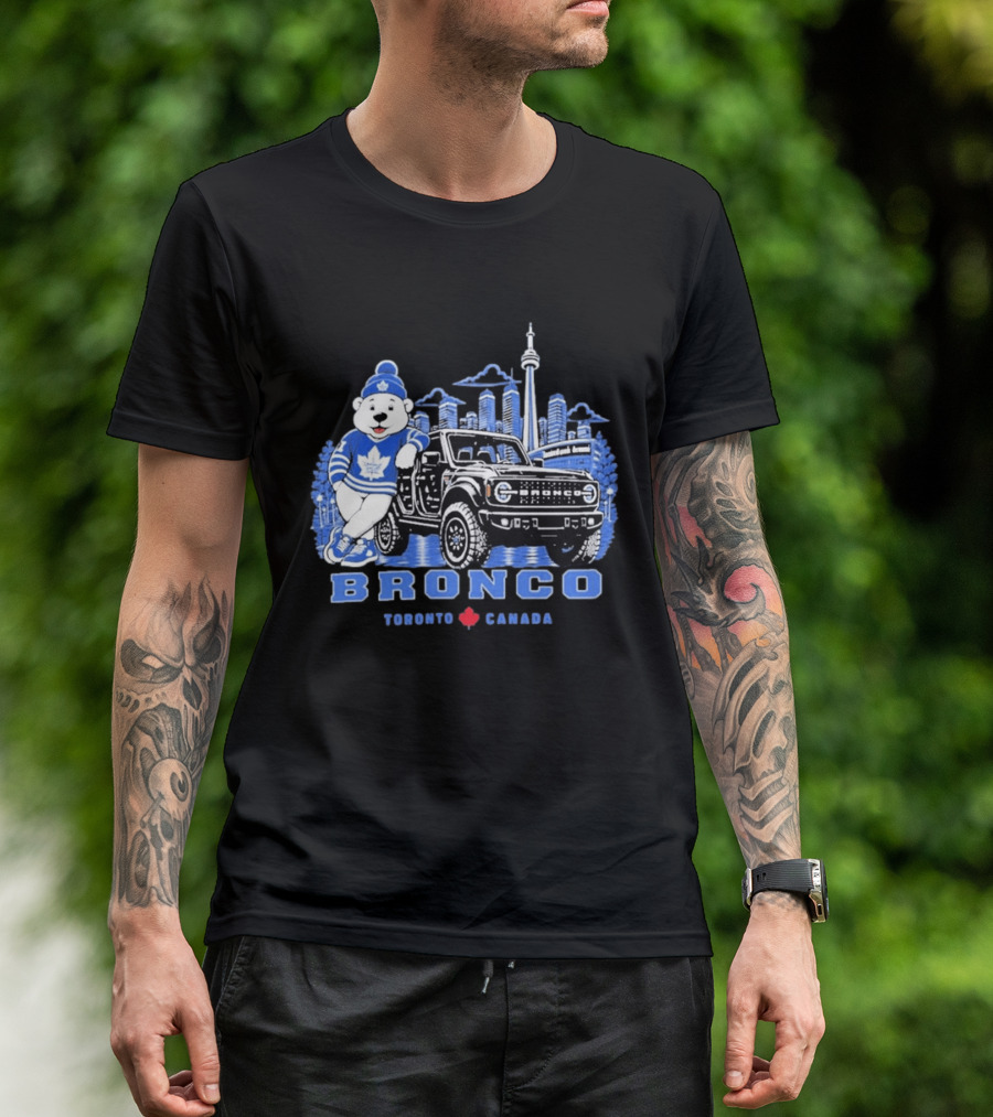 Bronco Toronto Canada Maple Leafs Bear Skyline Winter T-Shirt