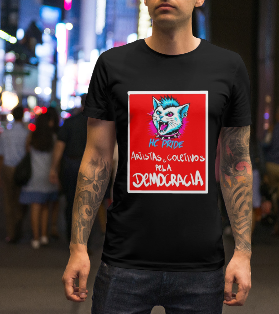 HC Pride Cat Rock Artistas E Coletivos Pela Democracia T-Shirt