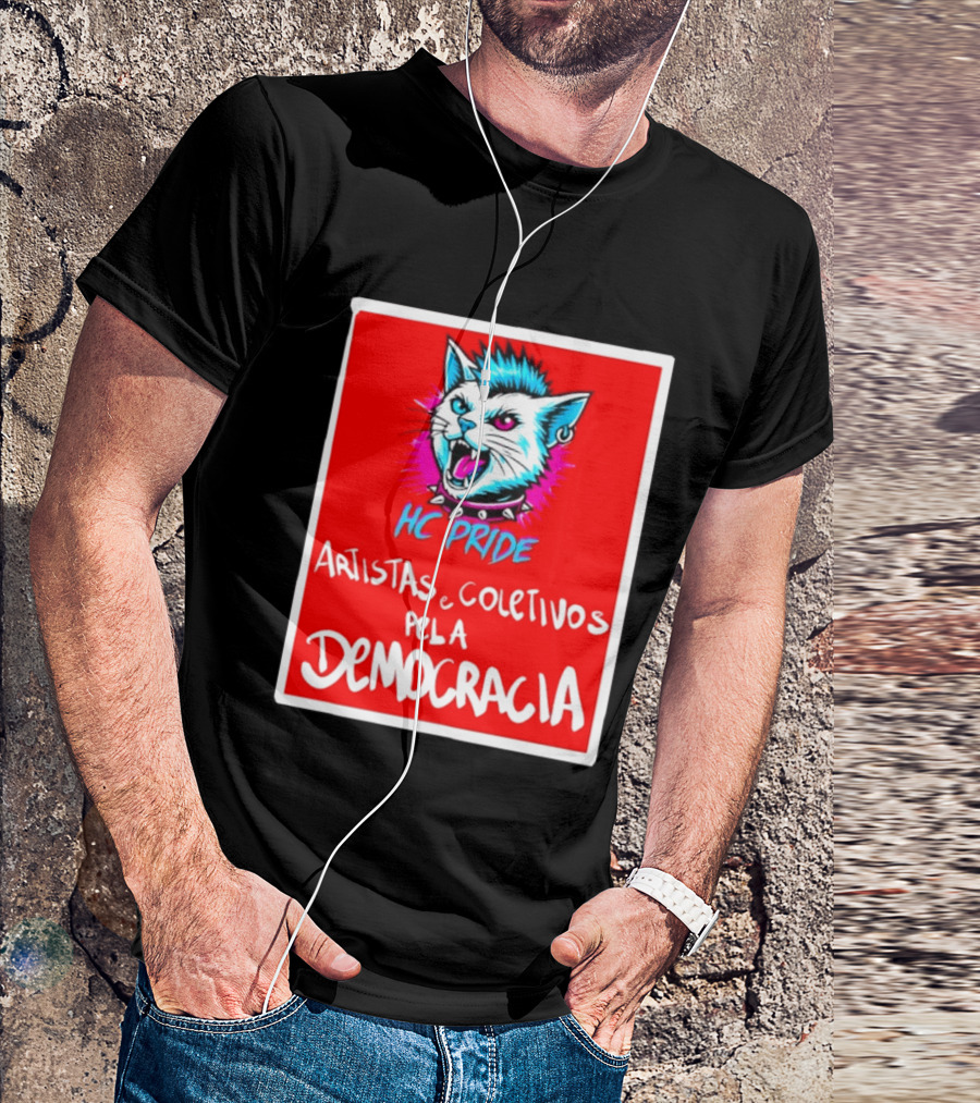 HC Pride Cat Rock Artistas E Coletivos Pela Democracia T-Shirt