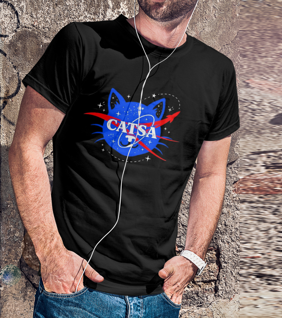 CATSA Space Cat NASA Science Logo Rocket Astronaut T-Shirt