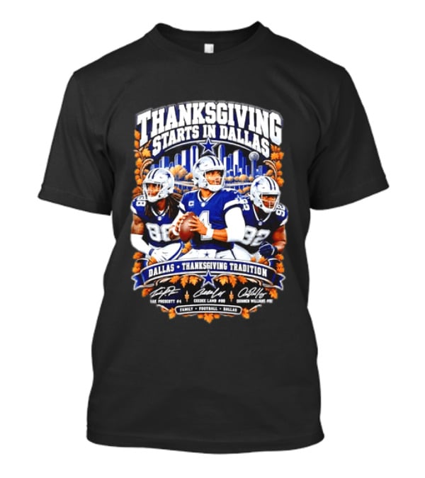 Thanksgiving Tradition Dallas Cowboys Dak Prescott CeeDee Lamb Osa Odighizuwa Family Football T-Shirt