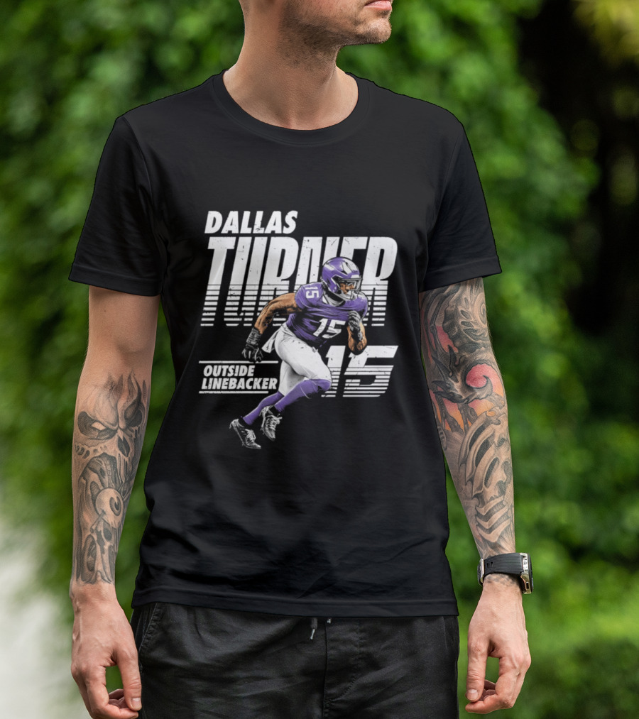Dallas Turner 15 Minnesota Vikings Outside Linebacker T-Shirt