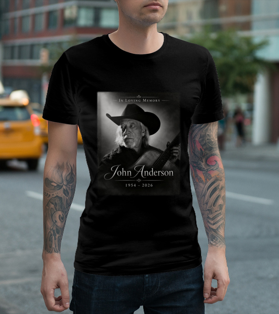 In Loving Memory John Anderson 1954 2026 Cowboy Hat Guitar T-Shirt