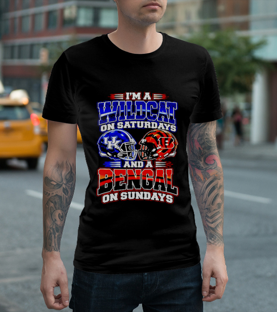Wildcat On Saturdays Bengal On Sundays Football Fans T-Shirt