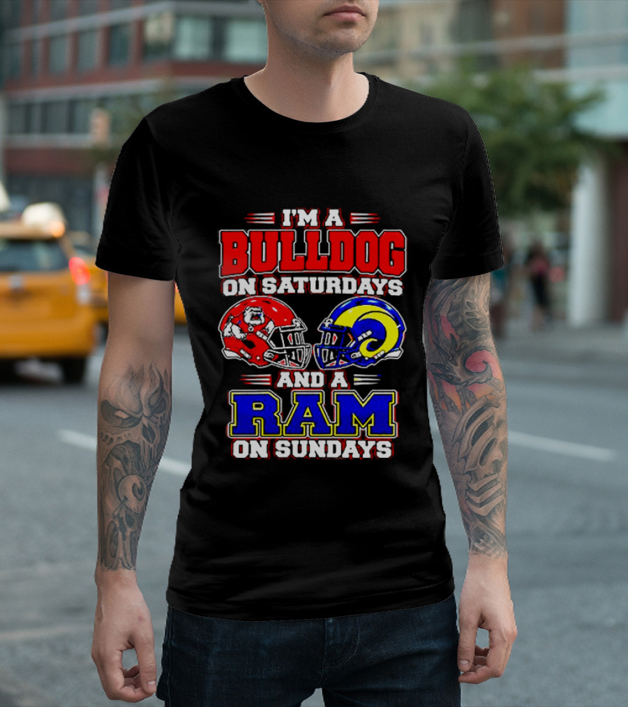 I'm A Bulldog On Saturdays And A Ram On Sundays Football Fans T-Shirt