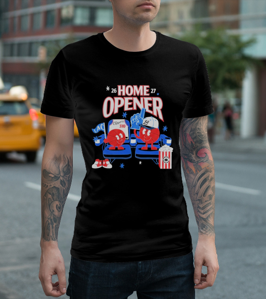 LA Clippers 26 27 Home Opener 310 Jersey LAC Characters Popcorn T-Shirt