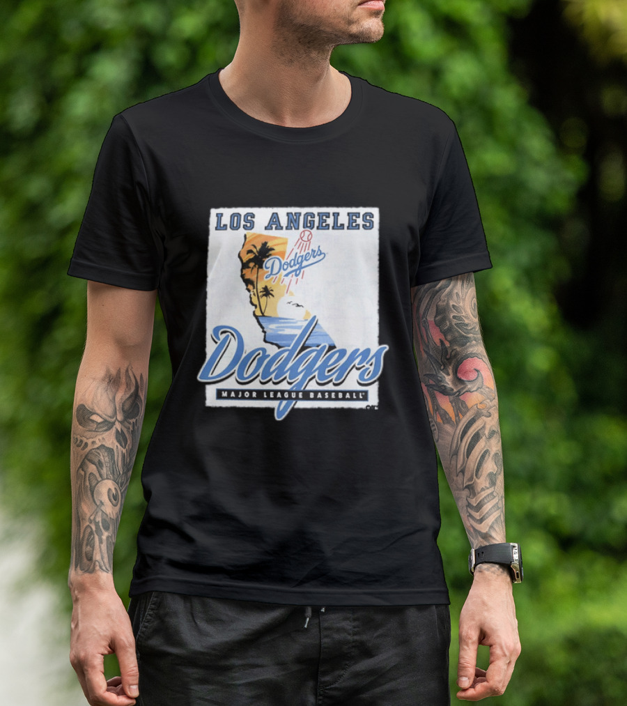 Los Angeles Dodgers Major League Baseball California Map Dodgers T-Shirt