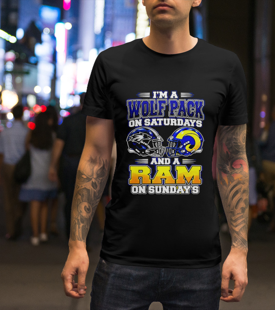 I'm A Wolf Pack On Saturdays And A Ram On Sundays Football Fans T-Shirt