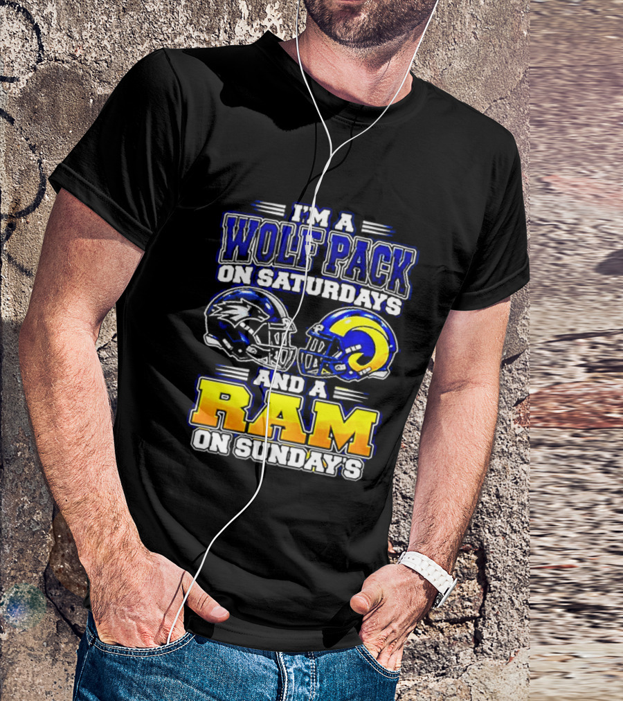 I'm A Wolf Pack On Saturdays And A Ram On Sundays Football Fans T-Shirt