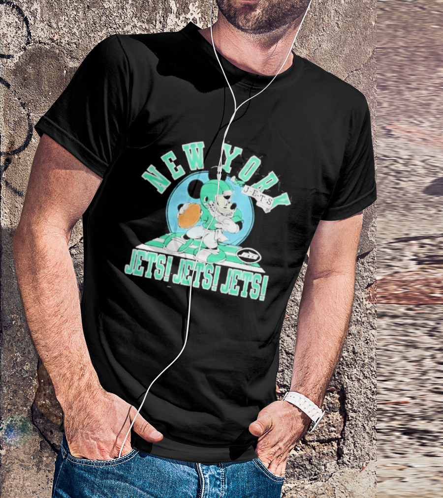 New York Jets Mickey Mouse Football Jets! Jets! Jets! T-Shirt